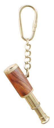 Porte-clé - Télescope en laiton-bois et fonctionnel - décoration marine