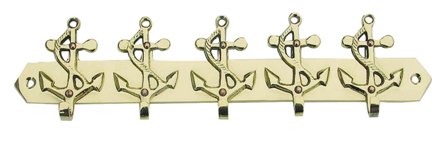 Crochet pour porte-clés à 5 ancres en laiton - décoration marine