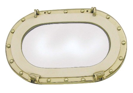 Miroir Hublot - ovale en laiton - décoration marine