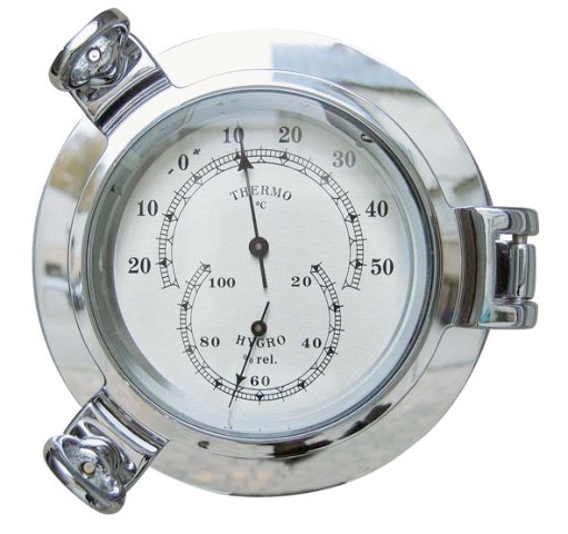Thermometre et Hygromètre Hublot - chromé - décoration marine