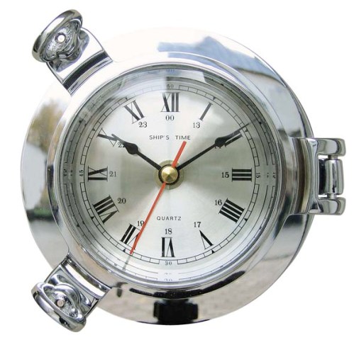 Horloge-Hublot - chromé - mouvement à quartz - décoration marine