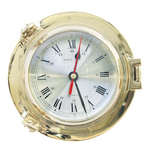 Horloge-Hublot en laiton - mouvement Ã  quartz - dÃ©coration marine