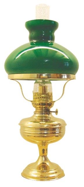 Lampe à pétrole en laiton - avec abat-jour en verre vert - décoration marine