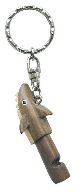 Porte-clé - Sifflet Requin en bois et fonctionnel - décoration marine