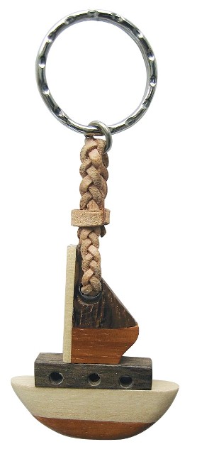 Porte-clé marin & Porte-clés flottants - Porte-clé - Bateau en bois - flexible par élastique Porte-clé marin & Porte-clés flottants - Porte-clé - Bateau en bois - flexible par élastique