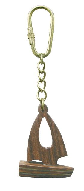 Porte-clé - Voilier en bois et laiton - décoration marine