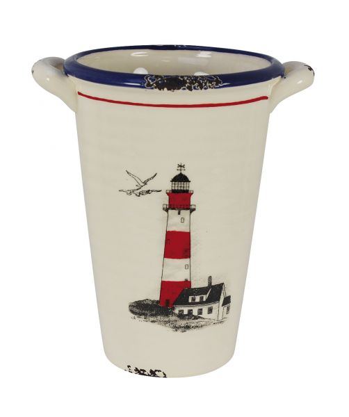Pot haut avec anses - Phare - décoration marine