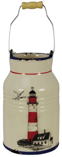 bidon - pot à lait avec motif Phare - décoration marine