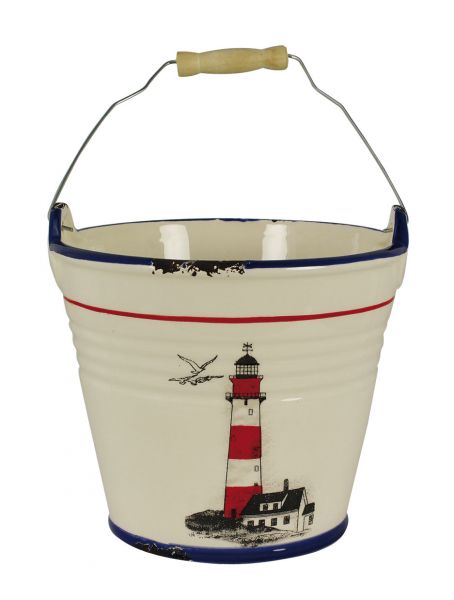 Seau avec motif Phare - décoration marine