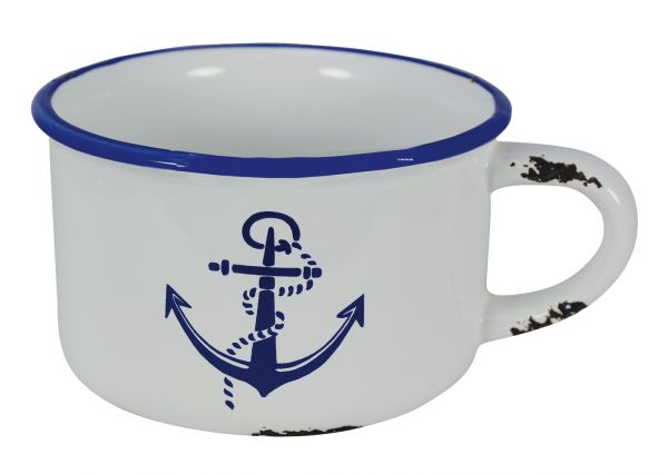 Tasse / Pot haut avec anses et motif Ancre marine - décoration marine