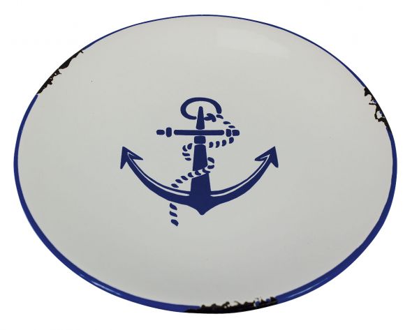 Assiette  avec motif ancre marine - décoration marine