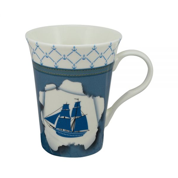 Mug - bateau  porcelaine  H: 11cm  Ø:8 5/6cm  en boîte cadeau - décoration marine