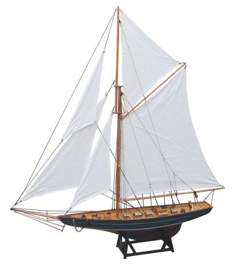 Yacht à voile en bois avec voile tissée - décoration marine