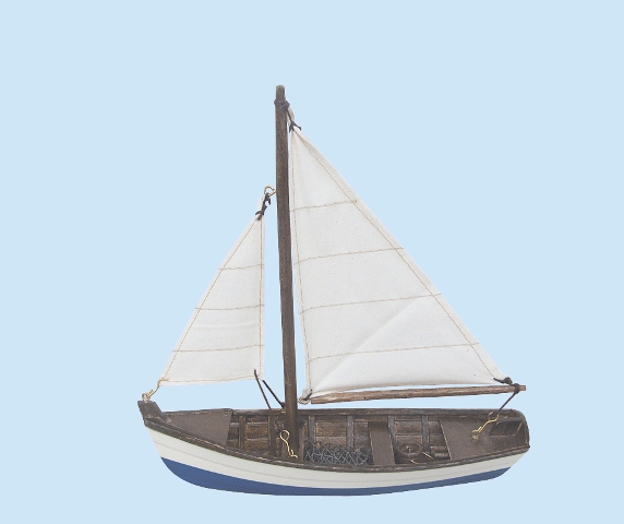 Maquettes bateau de p�che - Bateau de p�che en bois avec voile cousue
