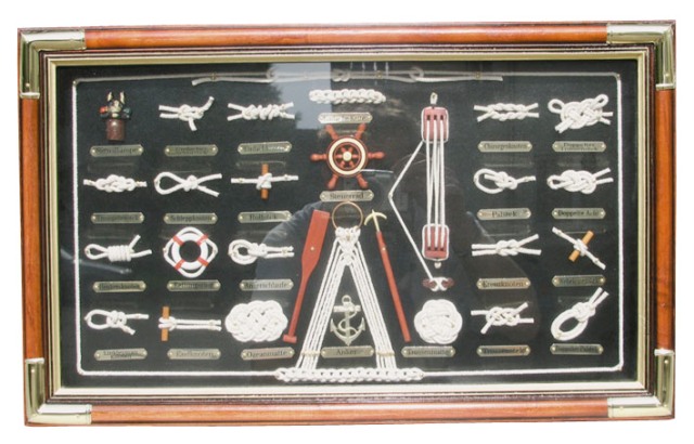 Tableau de nœuds en bois-laiton -  ANGLAIS - décoration marine