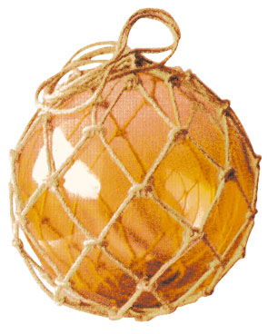 Flotteur de Pêche - ambre - verre avec filet - décoration marine