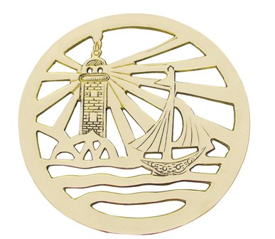 Dessous de plat - dessous de verre - Sous-plat - Phare et Voilier en laiton