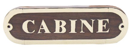 Plaque de porte - CABINE en bois-laiton - décoration marine