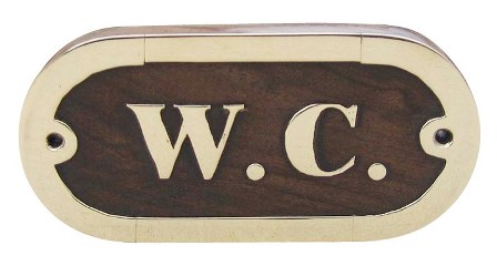 Plaque de porte - W.C. en laiton-bois - décoration marine