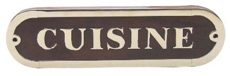 Plaque de porte - CUISINE en bois-laiton - décoration marine