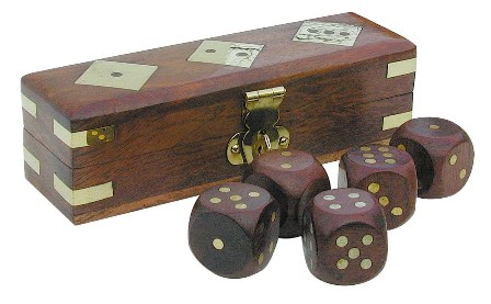 Jeu de dés en bois-laiton - 5 dés - décoration marine