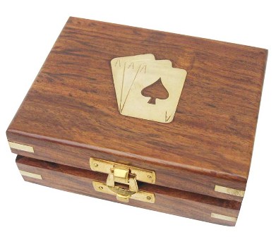 Jeux de cartes - Coffret jeu de cartes - 1 jeu en bois-laiton Jeux de cartes - Coffret jeu de cartes - 1 jeu en bois-laiton