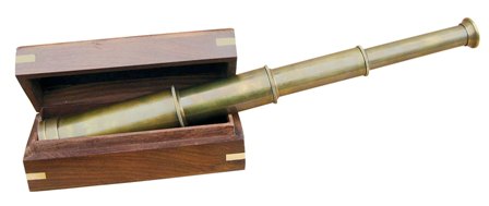 Télescope en laiton antique - avec boite - décoration marine