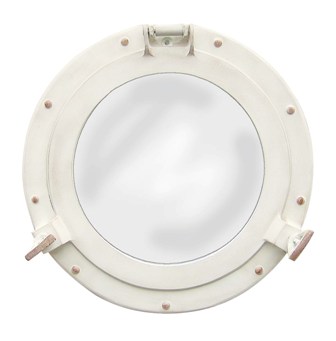 Miroir-Hublot - aluminium - ivoire - dÃ©coration marine