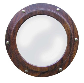 Miroir-Hublot - fermÃ© en bois-laiton - dÃ©coration marine