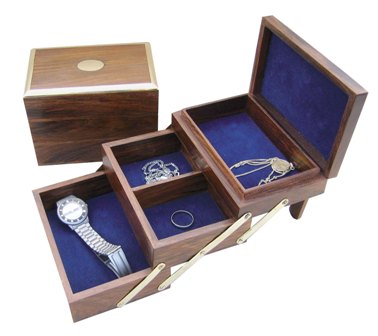 Cassette de bijoux en laiton-bois - décoration marine