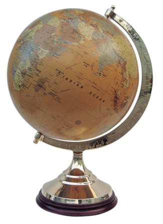 Globe Terrestre - support en bois-laiton - décoration marine