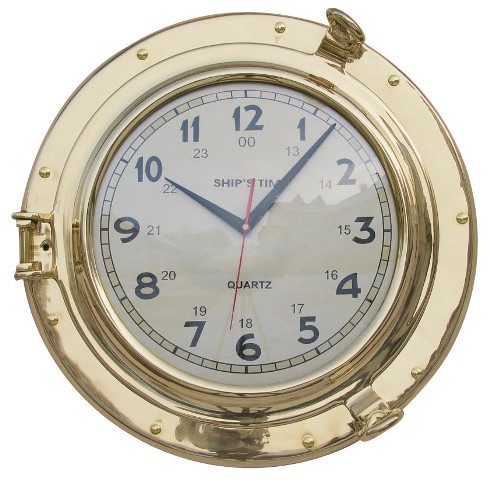 Horloges & Barometres - Horloge dans hublot - mouvement � quartz en laiton