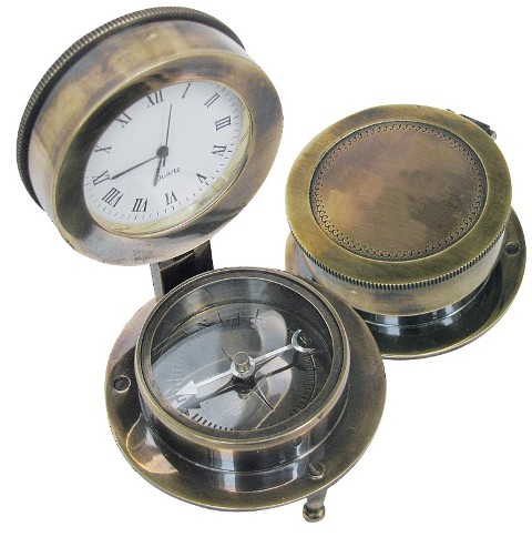 Boussole - Boussole avec horloge quartz Boussole - Boussole avec horloge quartz