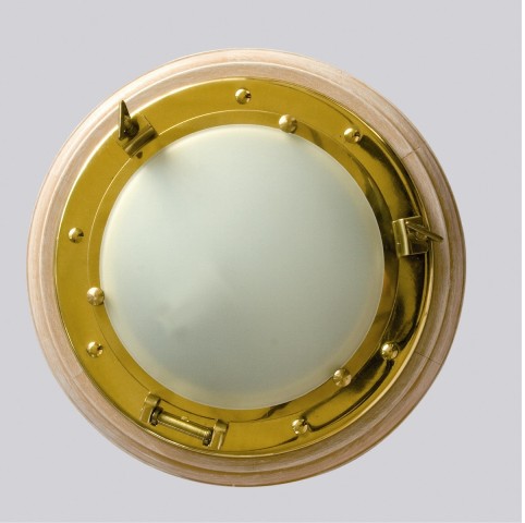 Appliques murales - Applique murale ronde plafonnier hublot - Bois-laiton