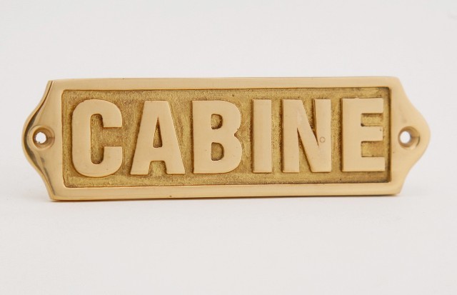 Plaque de porte en laiton avec motif  CABINE  - décoration marine