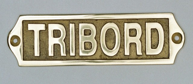 Plaque de porte en laiton avec motif  TRIBORD  - dÃ©coration marine