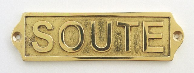 Plaque de porte en laiton avec motif  SOUTE  - décoration marine