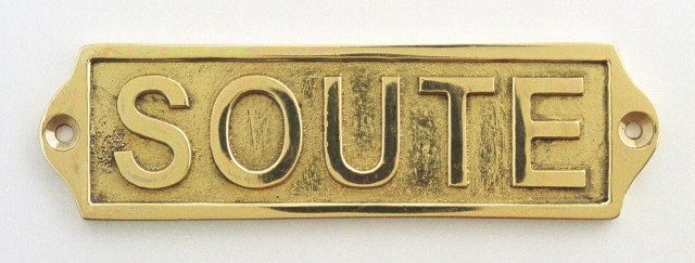 Plaque de porte en laiton avec motif  SOUTE  - dÃ©coration marine