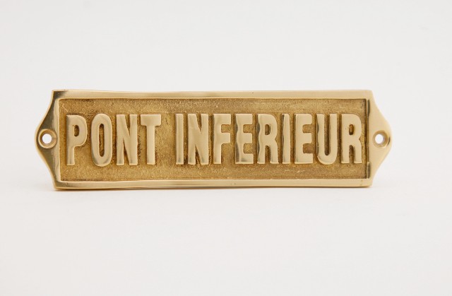 Plaque de porte en laiton avec motif  PONT INFERIEUR  - dÃ©coration marine