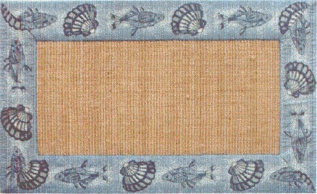 Tapis en jute avec bordure en coton - décoration marine