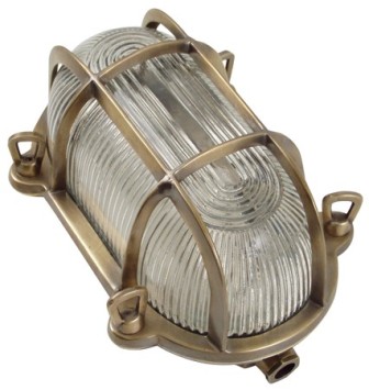 Appliques murales - Plafonnier ovale �tanche 230 Volts en laiton vieilli