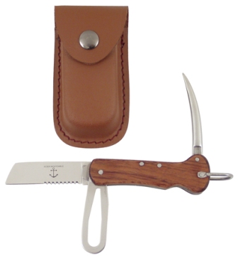 Couteaux - coutellerie - Couteau du marin en bois et inox. - étui cuir Couteaux - coutellerie - Couteau du marin en bois et inox. - étui cuir