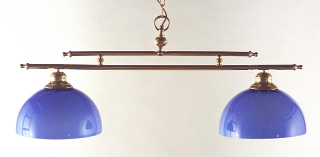Lampe a suspendre - opaline double - type billard - décoration marine