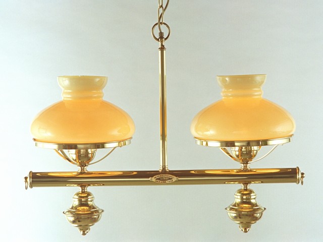 lampe double en suspension  avec opaline - décoration marine